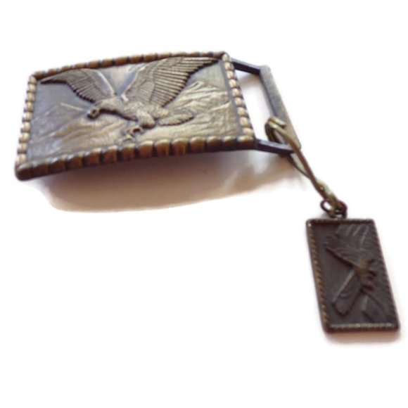 Brass Eagle Belt Buckle and Key Ring Holder 0719 - Picture 1 of 6